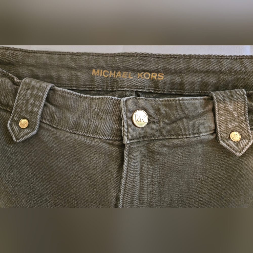 Michael Kors Jeans Ladies Sz 10 High Rise Cropped Pale Army Green Euc